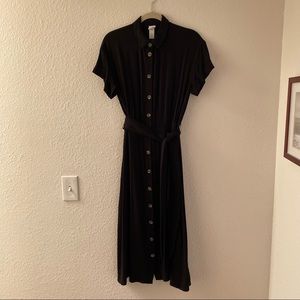 H&M black button front maxi dress